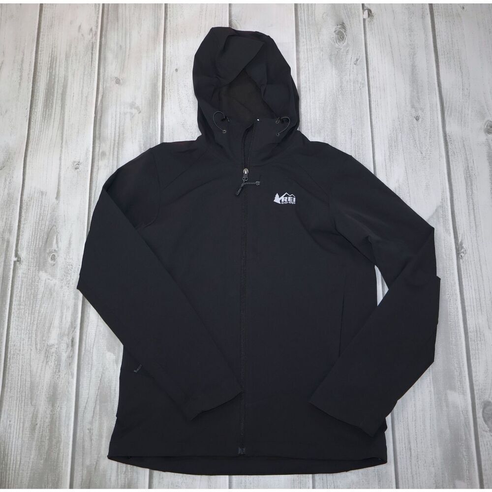 NEW REI Co-op Activator Soft-Shell Hiking Hoodie - Men's M Black Water Repellant